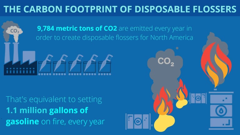 The Carbon Footprint of Disposable Flossers Infographic