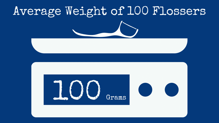 Weight of 100 flossers